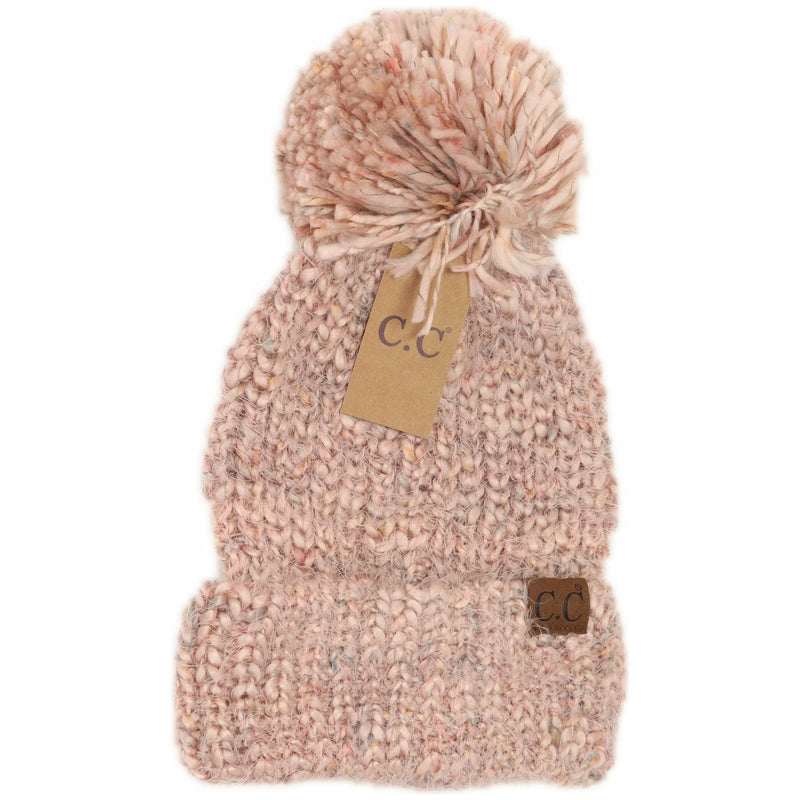 Multi Color Feather Knit Pom Beanie HAT7385