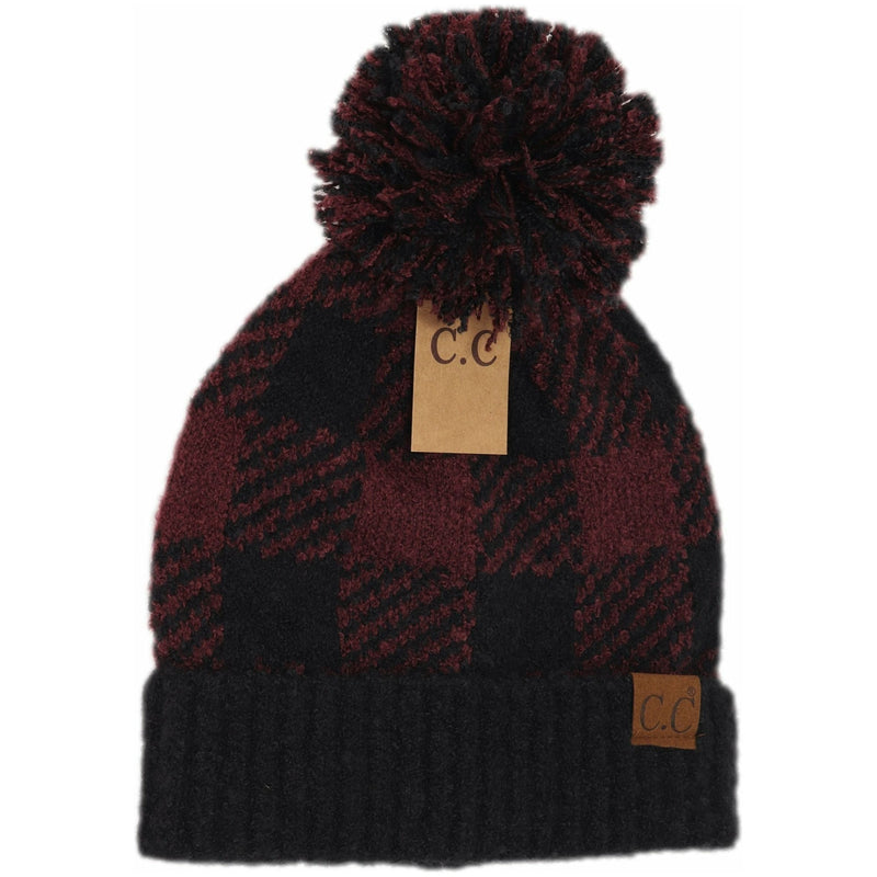 Buffalo Print Jacquard Knit Pom Beanie HAT7000