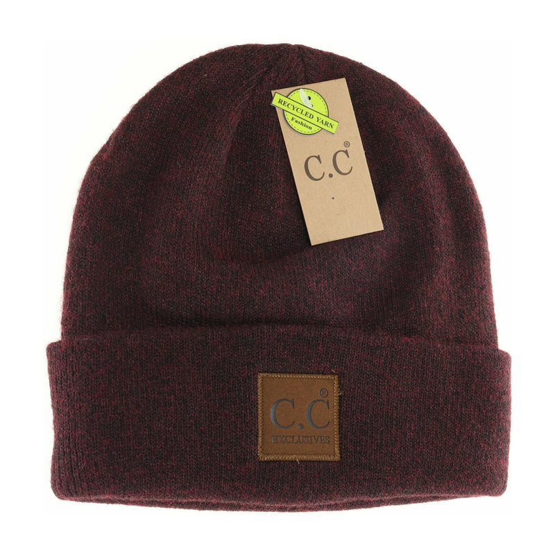 Unisex Soft Ribbed Leather Patch C.C. Beanie HTM9021