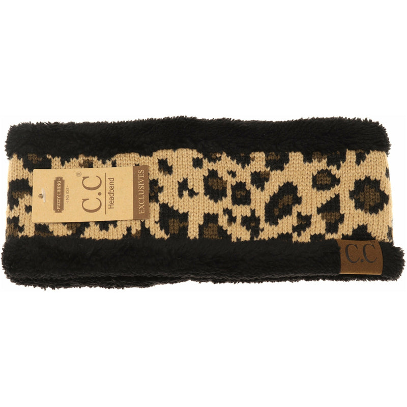 Matching Fuzzy Lined Leopard Print CC Headwrap HW80