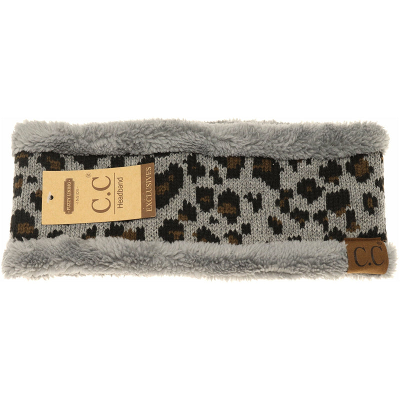 Matching Fuzzy Lined Leopard Print CC Headwrap HW80