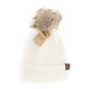 Solid Smocked Stitch Fur Pom C.C Beanie HAT2080