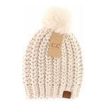 Chenille Chunky Knit Faux Fur Pom C.C Beanie HAT2086