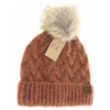 Chunky Braided Cable Knit Fur Pom C.C Beanie HAT7384