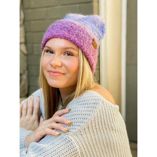 Multi-colored Slouchy Mohair Cuffed C.C Beanie HAT2082