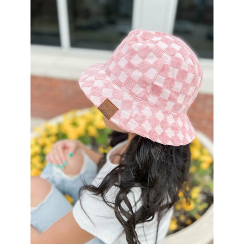 Checkered Pattern Terry Cloth C.C Bucket Hat KB004 – ccbeanie.com