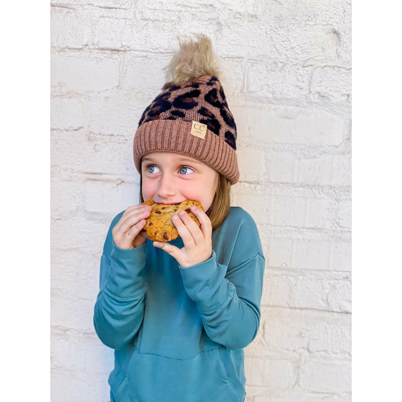 KIDS Leopard Pom Beanie KIDS2061 – - Main Image