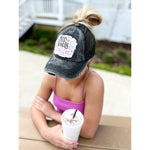 Embroidered Top Knots and  Coffee Patch C.C High Pony Criss Cross Ball Cap BT1001