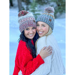 Fuzzy Lined Tri-Color Pom CC Beanie HAT1816