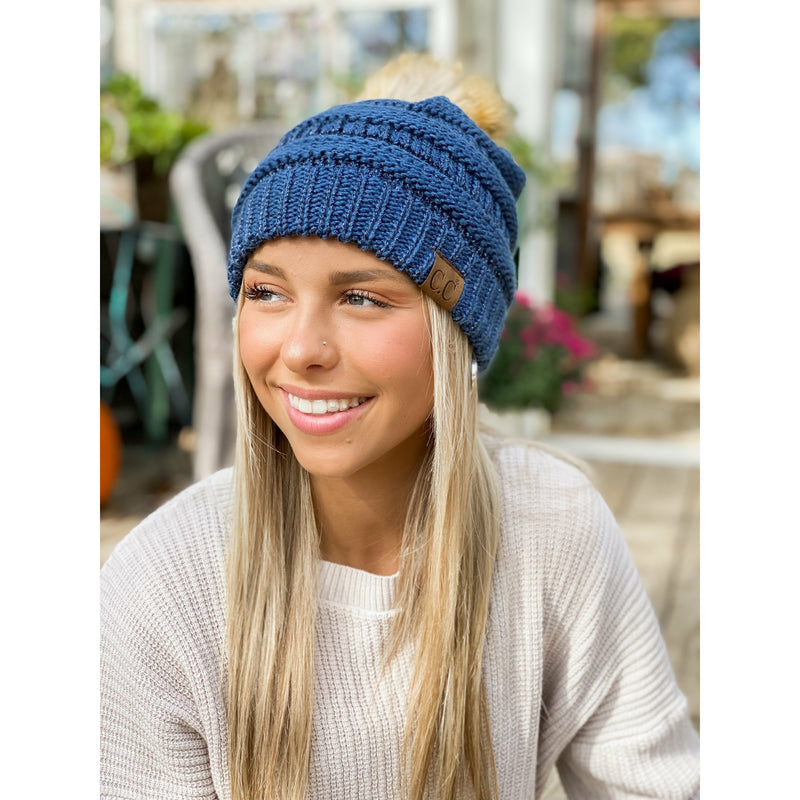 Metallic Fur Pom CC Beanie HAT43MET –