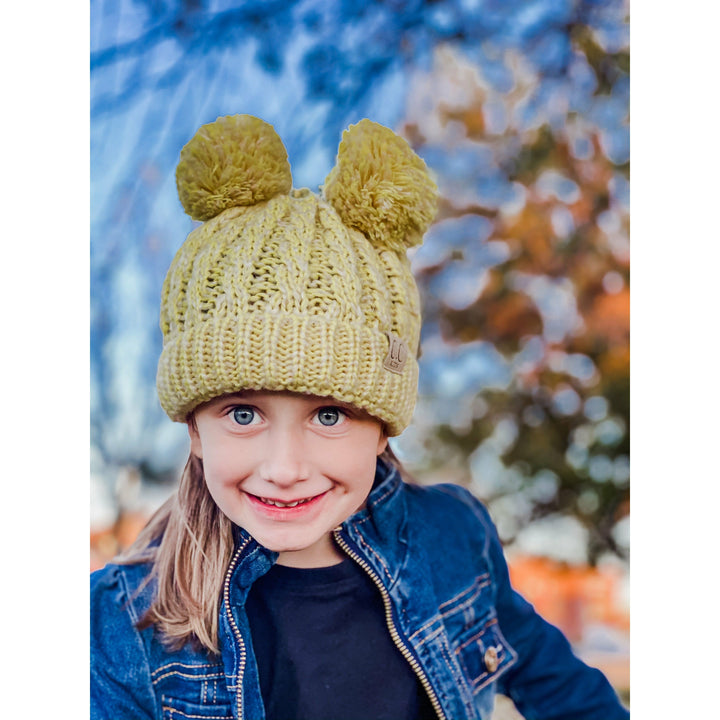 C.C DIAGONAL TRIPES PATTERN BABY POM BEANIE-BABY-2060-POMPOM