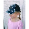 Kids Tie Dye Star Print with USA Flag Patch Criss Cross High Pony CC Ball Cap KIDSBT933