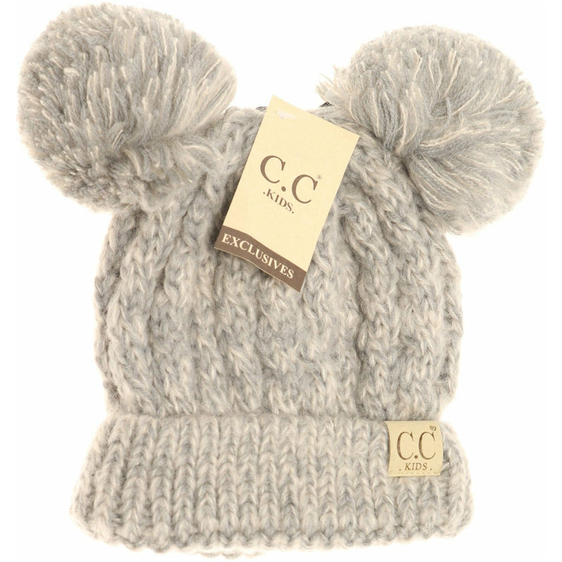 Newborn Hats Knit Beanie Baby Cc Pom Beanie Kids Multi Tone Double Pom CC Beanies KIDS23 –