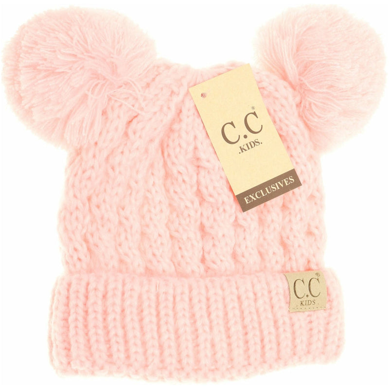 Kids Solid Double Pom CC Beanies KIDS24