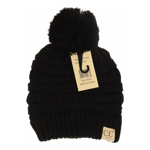 Kids Solid Pom CC Beanies YJ847POM