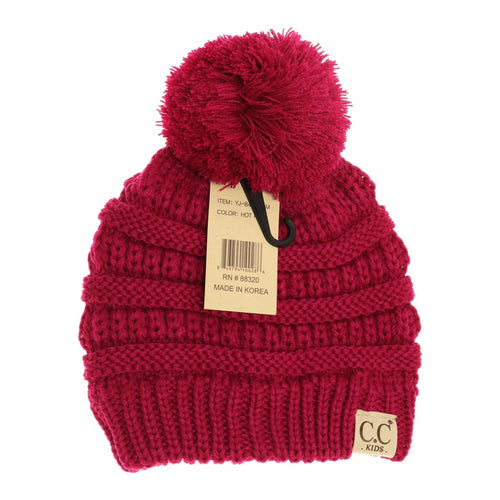 Kids Solid Pom CC Beanies YJ847POM