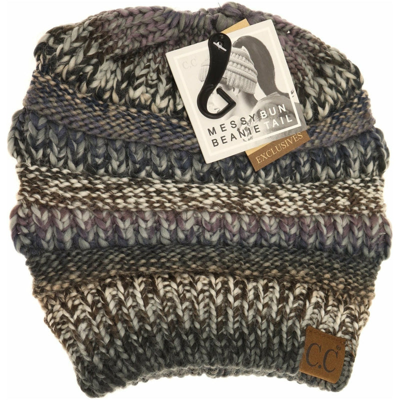 Multi Color Cable Knit CC Beanie Tail MB705