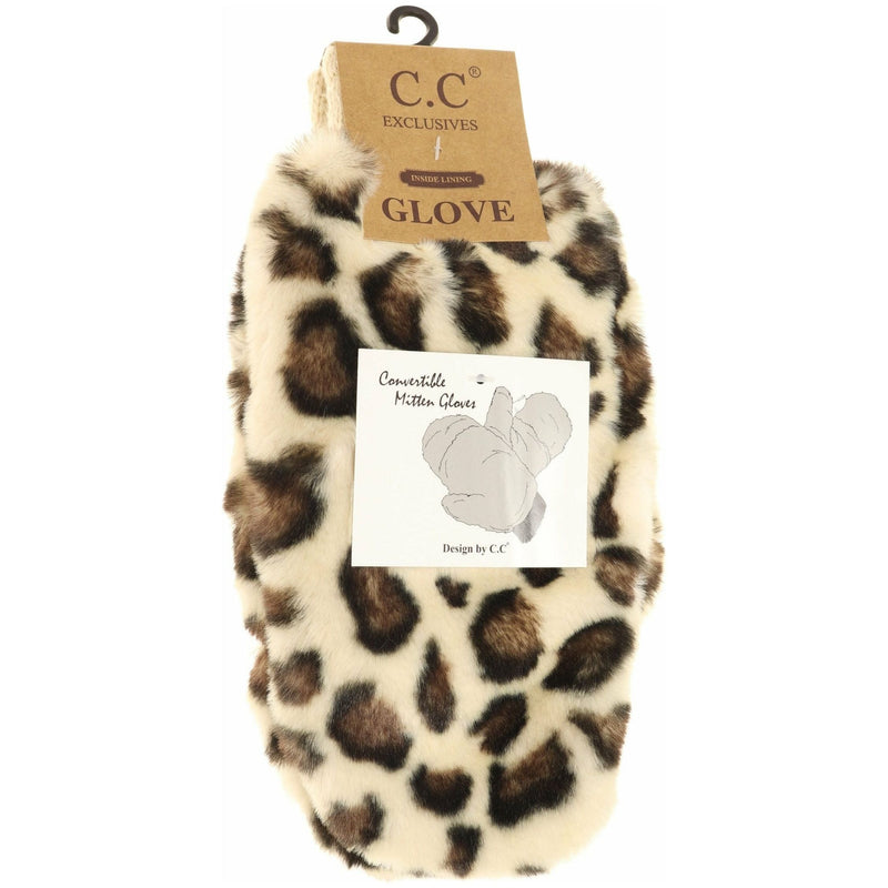 Leopard Faux Fur Mitten Glove MT716