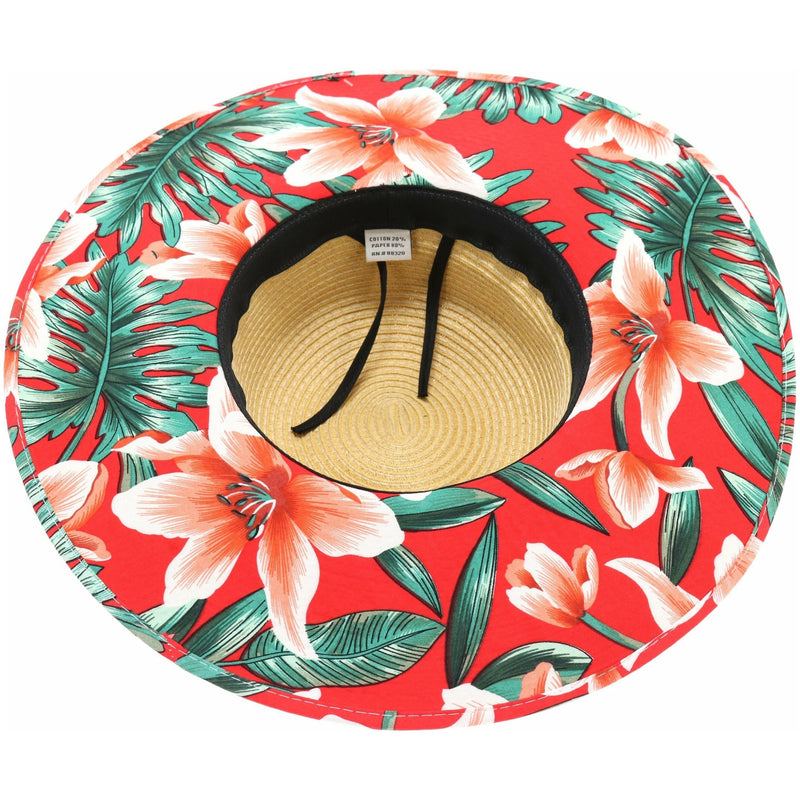 Straw Brim Hat w/Summer Floral Print ST3002