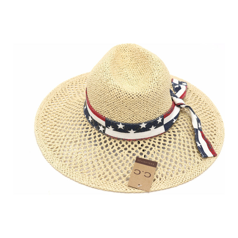 American Flag Band Trim Panama Hat ST905