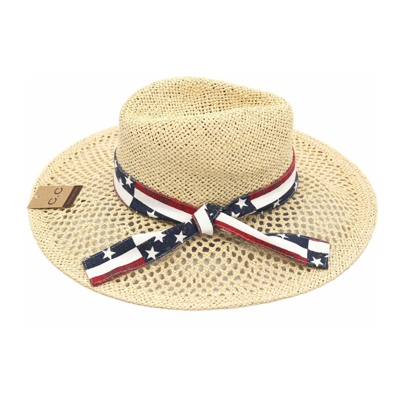 American Flag Band Trim Panama Hat ST905