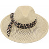 Leopard Print Band Trim Panama Hat ST907