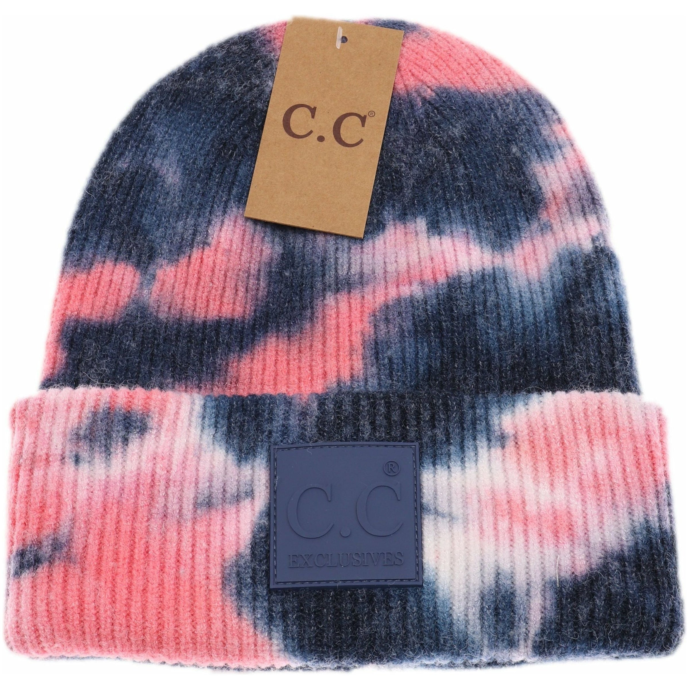 CC Beanies Diagonal Stripes Cross Pattern Pom Beanie for Adults | Warm  Winter C.C Beanie Hat with Suede Leather Patch | Best selling CC hat
