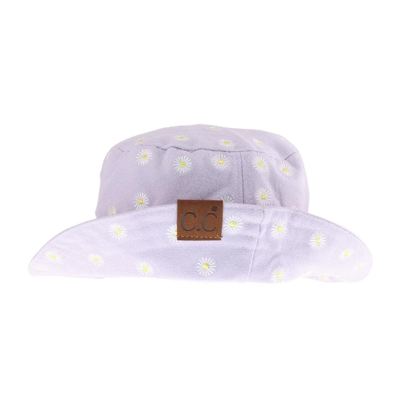 Daisy Embroidered Cotton Canvas C.C Bucket Hat KB005