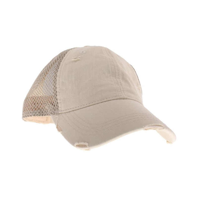 Solid Cotton C.C High Pony Ball Cap with Side Net Panels BT3906