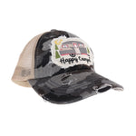 Embroidered Happy Camper Patch C.C High Pony Criss Cross Ball Cap BT1004