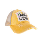 Embroidered Bee Happy Patch C.C High Pony Criss Cross Ball Cap BT1002