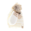 BABY Solid Knit Faux Fur Pom C.C Beanie with Mitten SET BABYSET3