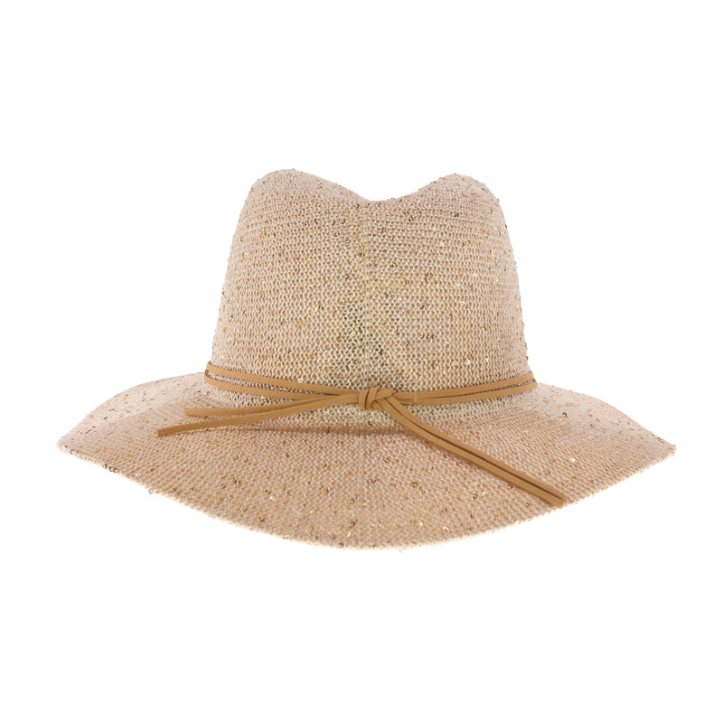 Knit Sequin Adorned C.C Panama Hat STH22 Mauve