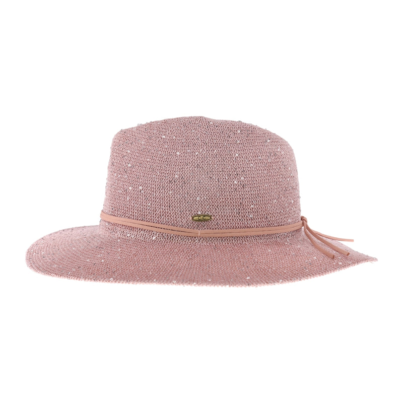 Knit Sequin Adorned C.C Panama Hat STH22