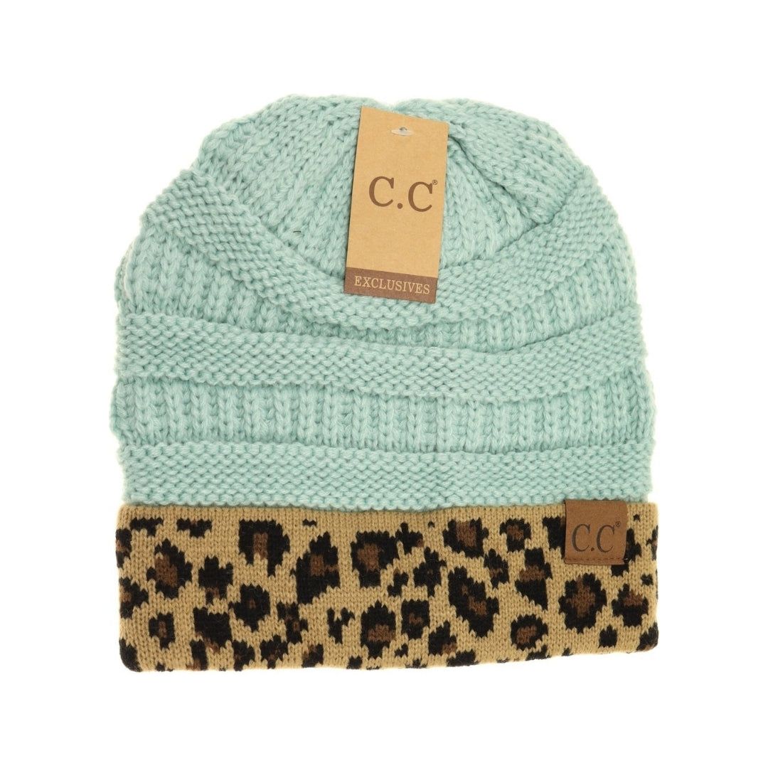 Gray Leopard Animal Print Beanie Hat - ShopperBoard