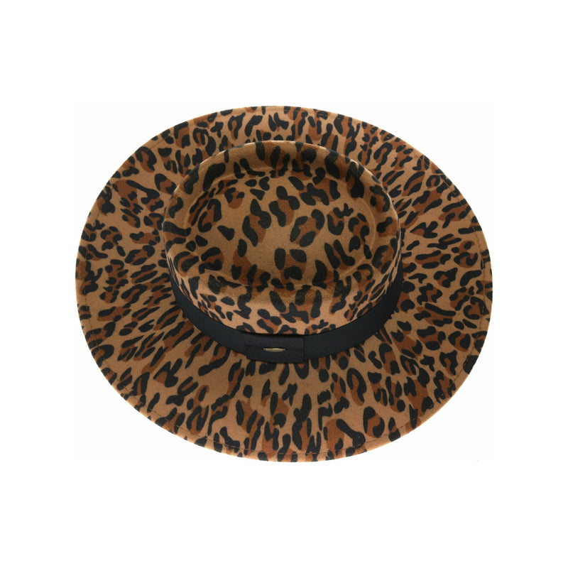 Leopard Vegan Fabric C.C Boater Hat WF8