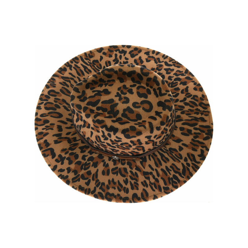 Leopard Vegan Fabric C.C Panama Hat WF6