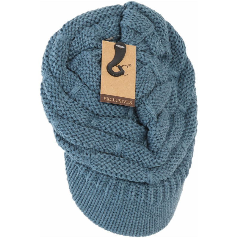 Ribbed Knit Hat with Brim YJ2023