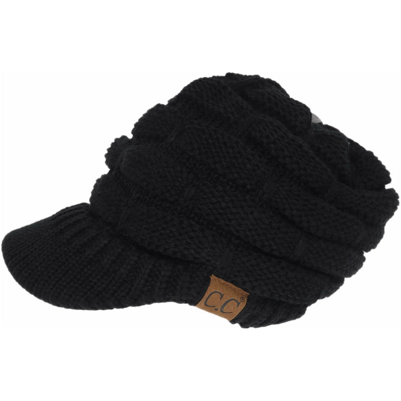 Ribbed Knit Hat with Brim YJ2023