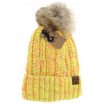 Fuzzy Lined Confetti Knit Fur Pom CC Beanie YJ823