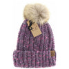 Fuzzy Lined Popcorn Confetti Fur Pom CC Beanie YJ824