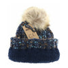 Fuzzy Lined Popcorn Confetti Fur Pom CC Beanie YJ824