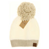 Color Block Knitted Sherpa Pom Beanie HAT2069