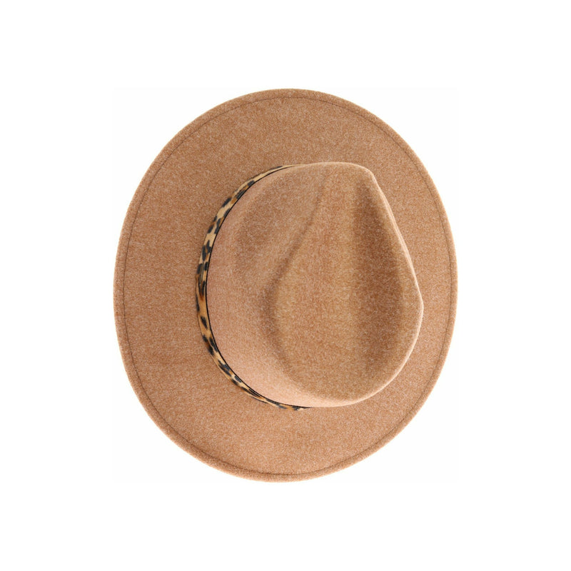 Black Straw Fedora Panama Hat with Leopard Hat Band